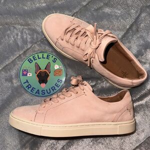 Frye Leather Lace Up Sneakers Ivy Low Lace Blush‎ Pink 5.5 EUC Lightweight
